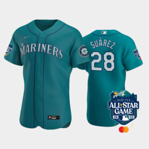 2023 All-Star Game Seattle Mariners 28 Eugenio Suarez Aqua Jersey - Product Code JBC-1-5835