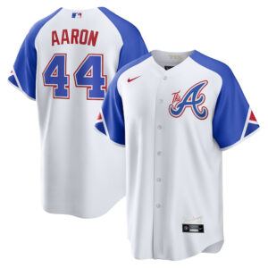 Hank Aaron 44 Atlanta Braves 2023 City Connect Jersey - White - Product Code JBC-1-1003
